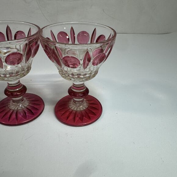 Vtg 1950s Indiana Colony Classique Clear Ruby Flash Small Glasses 4” Set Of 6 - Picture 5 of 7